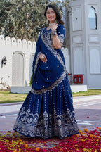 Premium Vichitra Embroidered Lehenga Choli Set
