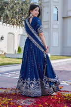 Premium Vichitra Embroidered Lehenga Choli Set
