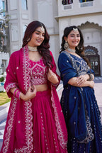 Premium Vichitra Embroidered Lehenga Choli Set
