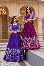 Pure Vichitra Heavy Embroidery Lehenga Choli with Designer Koti Set
