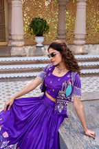 Pure Vichitra Heavy Embroidery Lehenga Choli with Designer Koti Set
