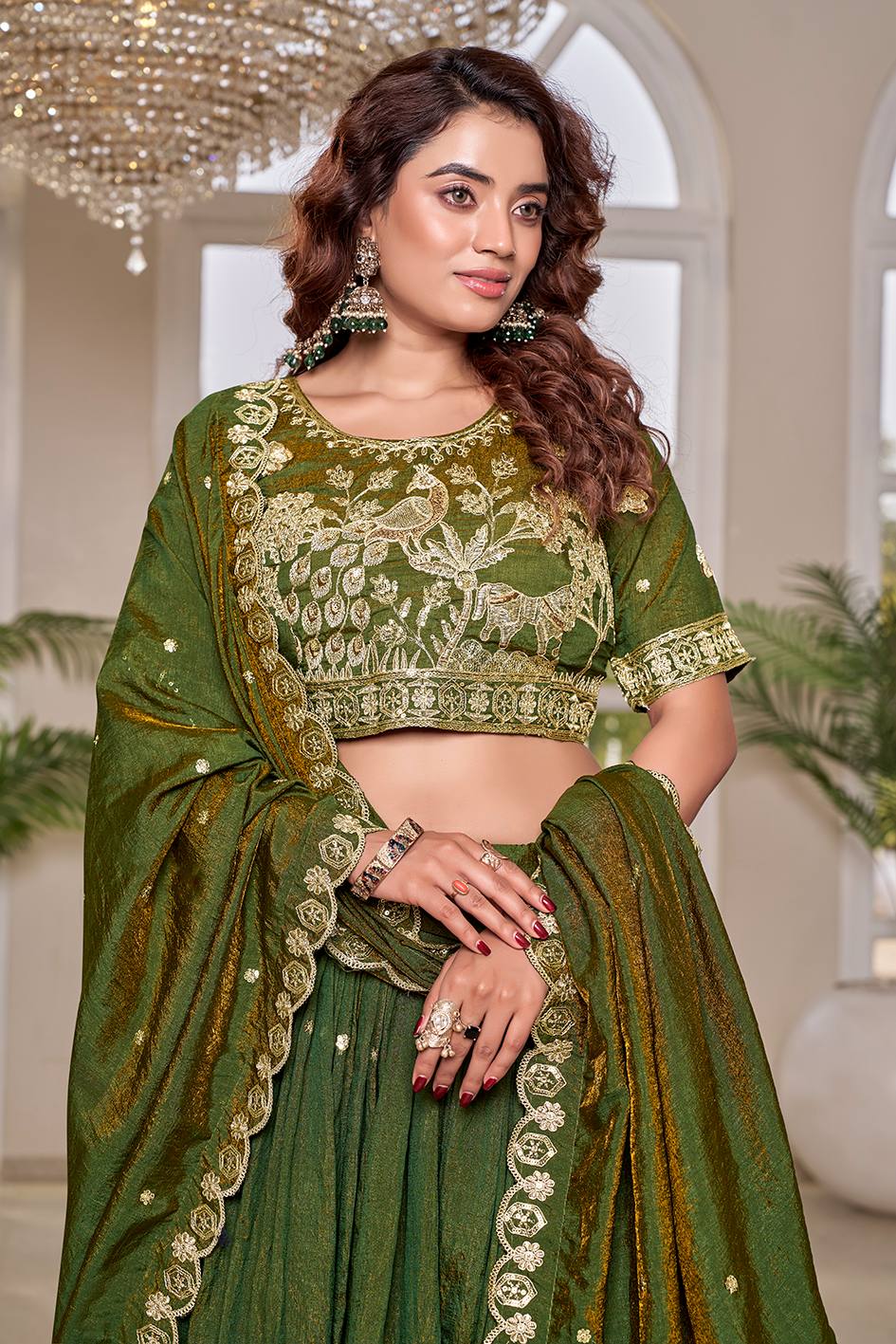 Partywear Vichitra Heavy Embroidery Lehenga Choli Set with Dupatta
