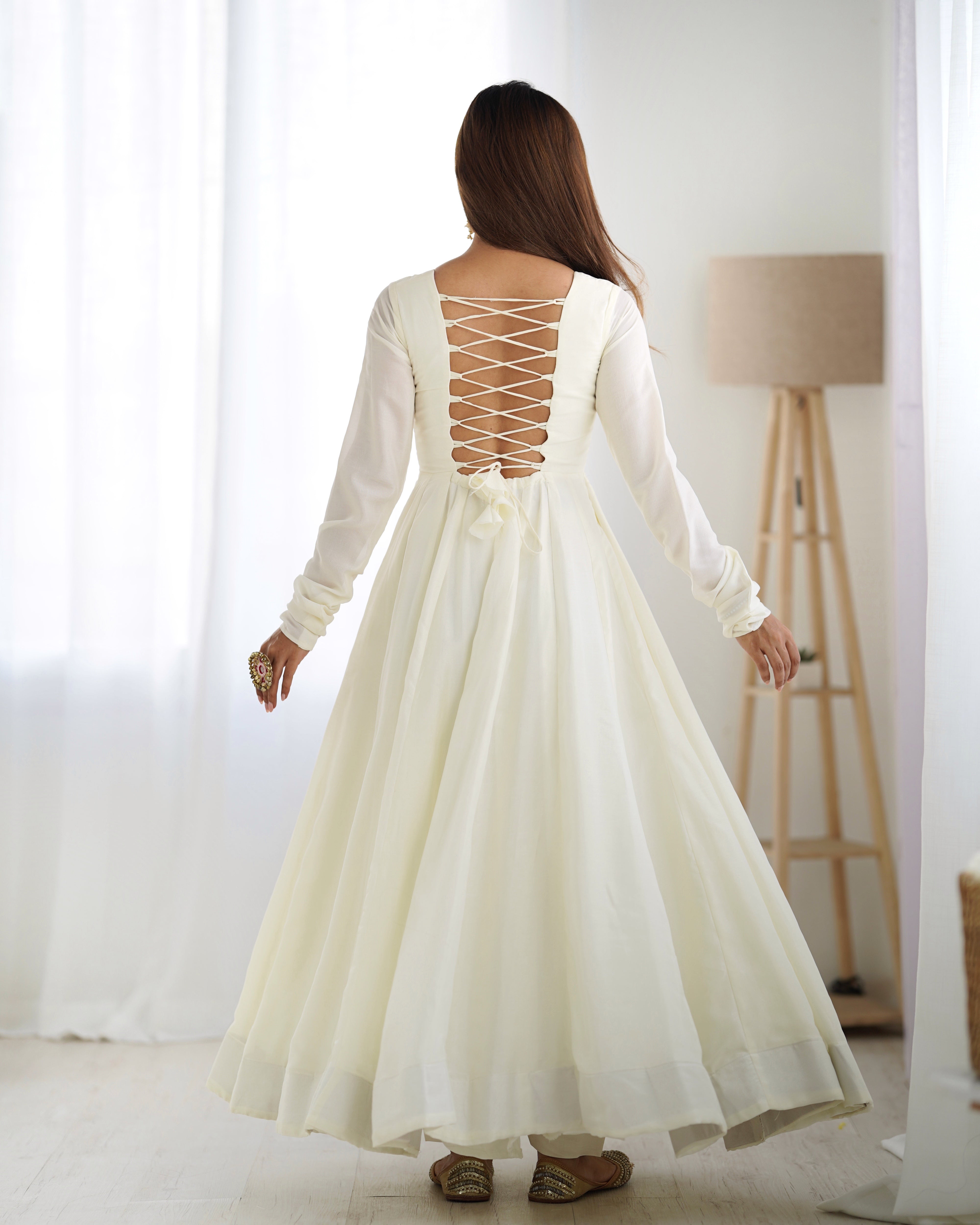 Pure Soft Vichitra Silk Fabric Fully Flair Kali Pattern and Canvas Patta With Dupatta Set, Pent Ready To Wear - Dark Purple