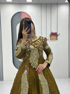 Festival Special Vichitra Silk Crop Top with Shrug & Lehenga
