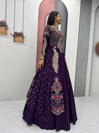 Festival Special Vichitra Silk Crop Top with Shrug & Lehenga

