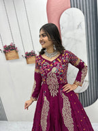 Festival Special Vichitra Silk Crop Top with Shrug & Lehenga
