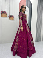 Festival Special Vichitra Silk Crop Top with Shrug & Lehenga
