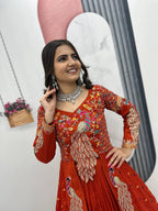 Festival Special Vichitra Silk Crop Top with Shrug & Lehenga
