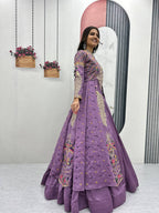 Festival Special Vichitra Silk Crop Top with Shrug & Lehenga
