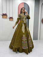 Festival Special Vichitra Silk Crop Top with Shrug & Lehenga
