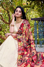 Elegant Vichitra Silk Embroidered Work Lehenga Set with Dupatta For Women