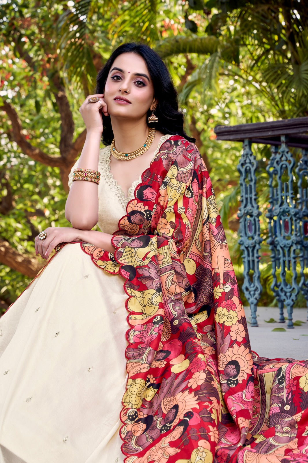 Elegant Vichitra Silk Embroidered Work Lehenga Set with Dupatta For Women