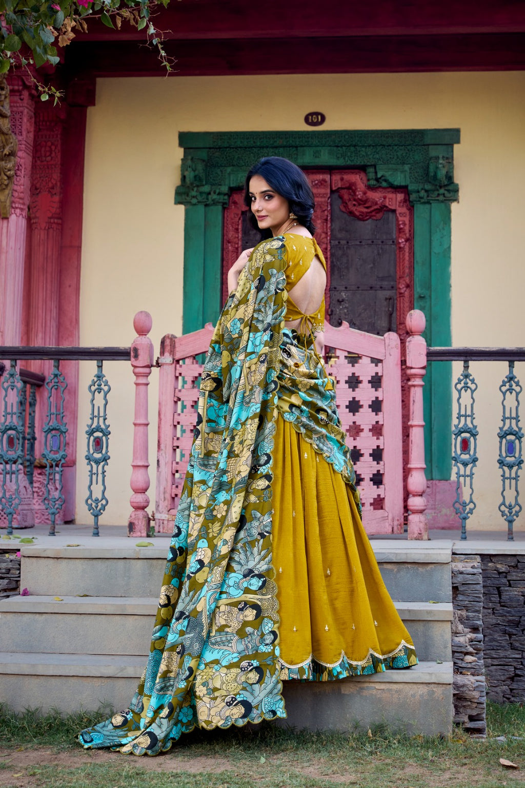 Elegant Vichitra Silk Embroidered Work Lehenga Set with Dupatta For Women