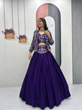 Stunning Vichitra Silk Lehenga Choli with Embroidered Jacket