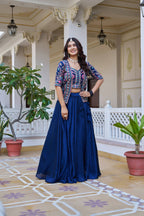Premium Festival Vichitra Embroidered Lehenga Choli with Koti
