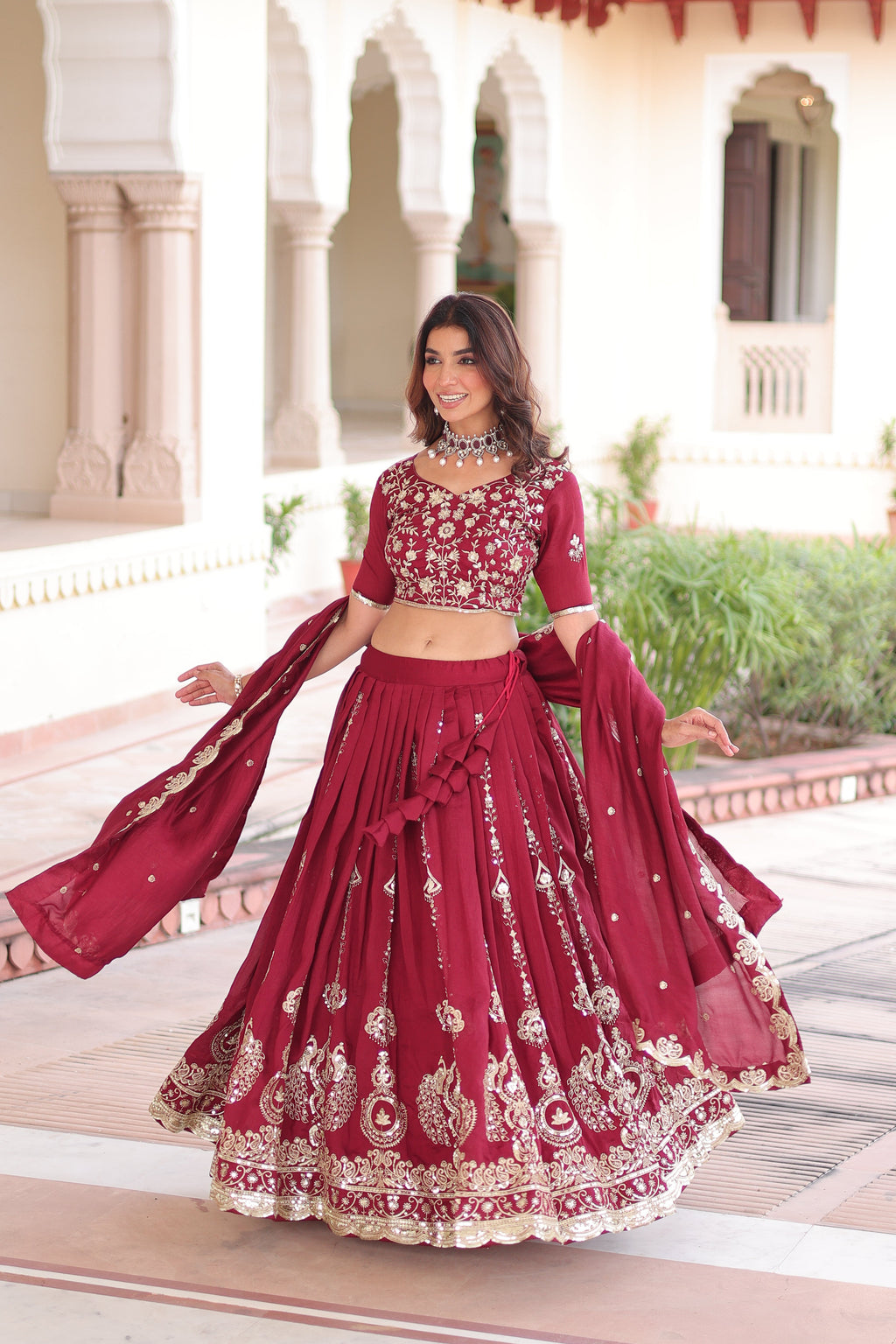 Vichitra Silk Heavy Sequince and Embroidered Lehenga Choli With Dupatta