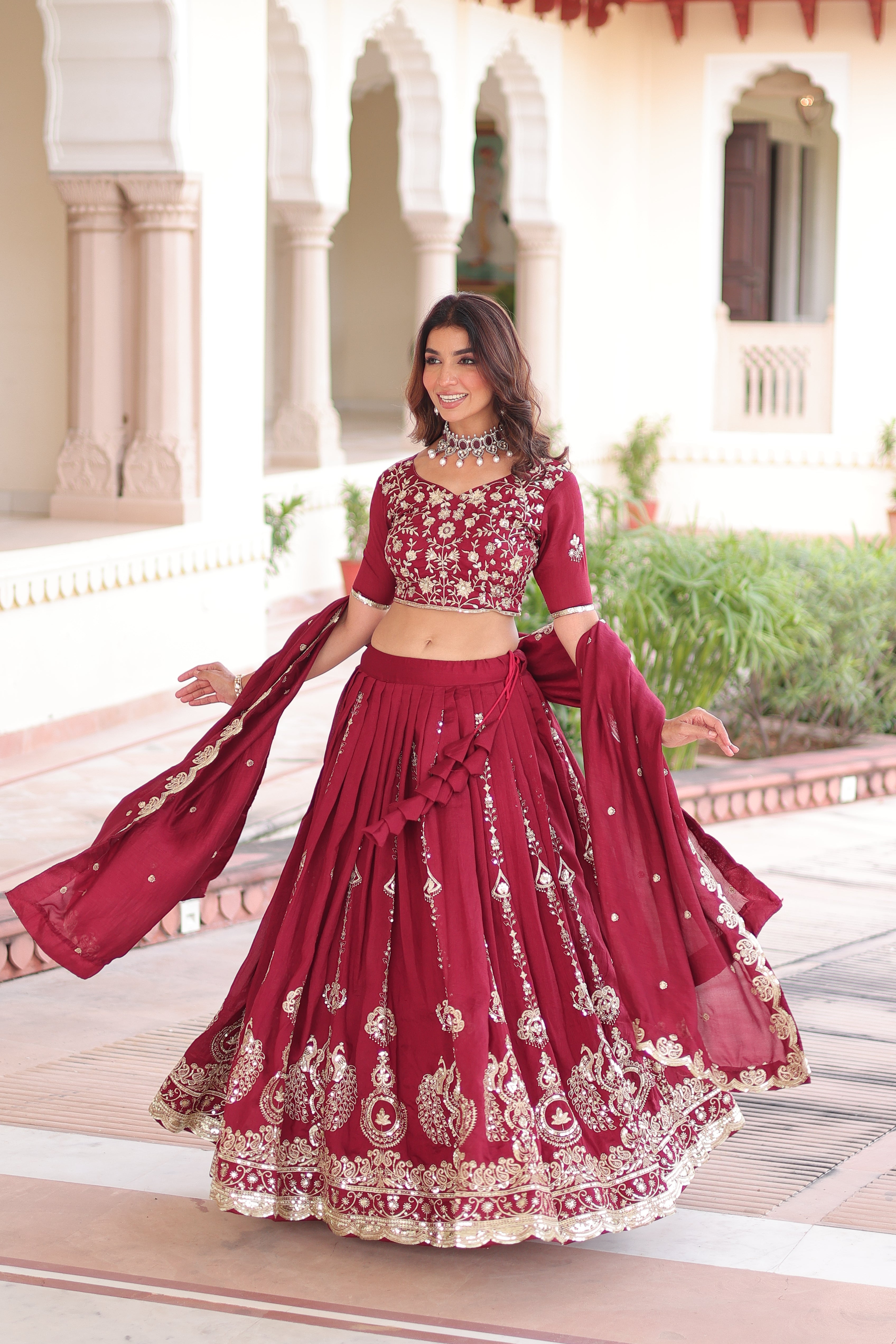 Vichitra Silk Heavy Sequince and Embroidered Lehenga Choli With Dupatta