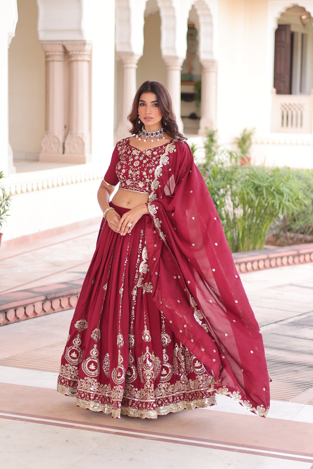 Vichitra Silk Heavy Sequince and Embroidered Lehenga Cholo With Dupatta
