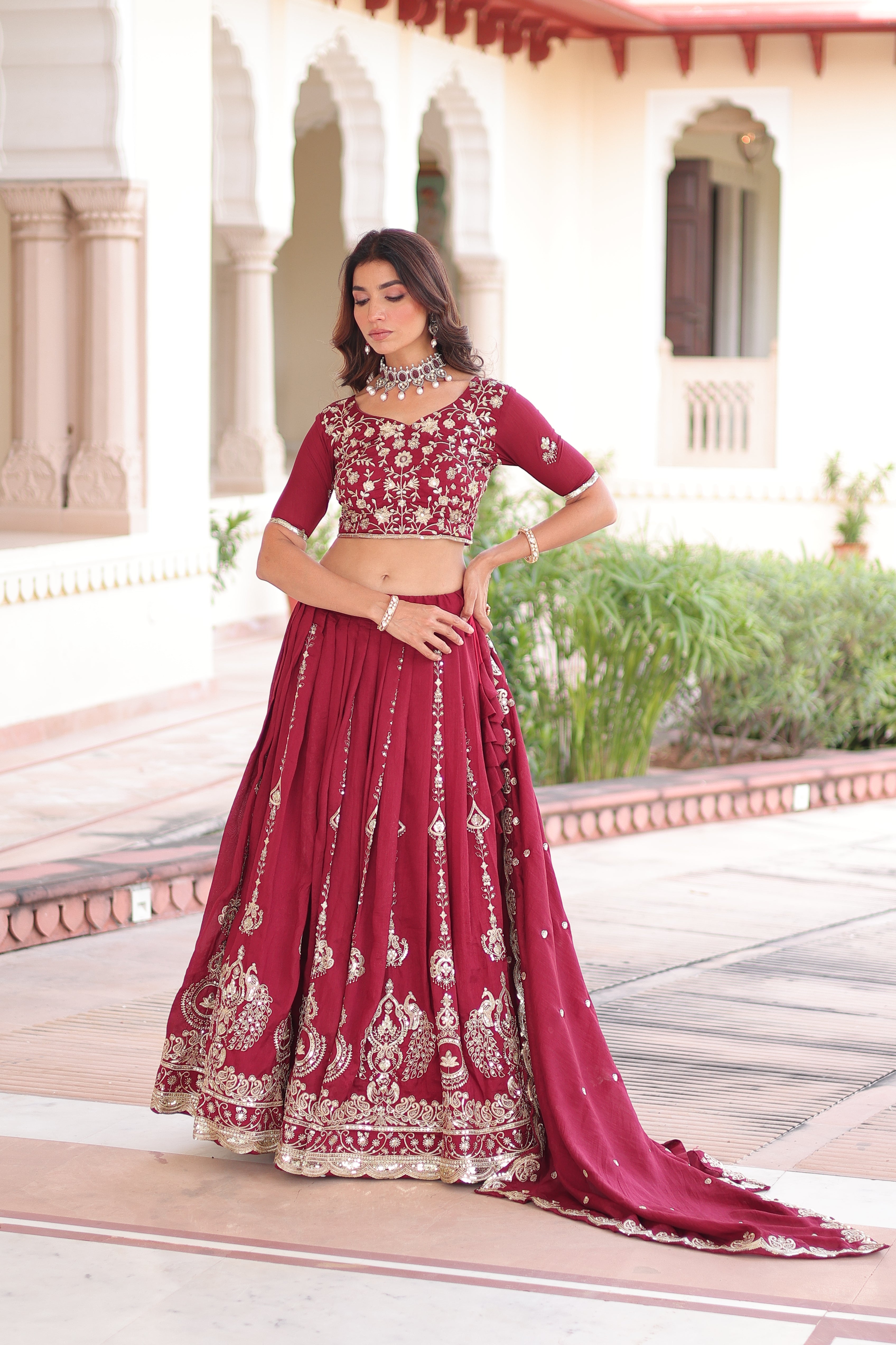 Vichitra Silk Heavy Sequince and Embroidered Lehenga Choli With Dupatta