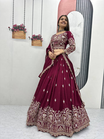 Designer Vichitra Silk Heavy Embroidered Lehenga Choli for Women