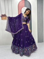 Heavy Embroidered Pure Blooming Vichitra Silk Lehenga Choli Set
