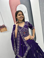 
Heavy Embroidered Pure Blooming Vichitra Silk Lehenga Choli Set
