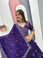 Heavy Embroidered Pure Blooming Vichitra Silk Lehenga Choli Set