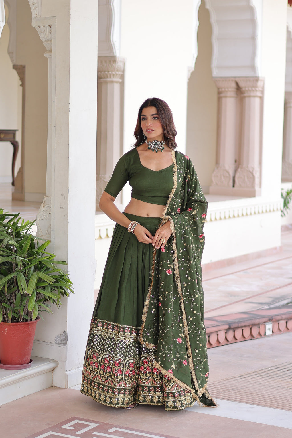 TILTON VICHITRA SILK HEAVY SEQUINS AND TREAD EMBROIDERED LEHENGA CHOLI WITH DUPATTA