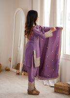 Wedding Special Purple NC Vichitra Silk Designer Farshi Shalwar Collection

