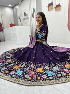 Elegant Pure Vichitra Silk Lehenga And Choli with Silk Dupatta
