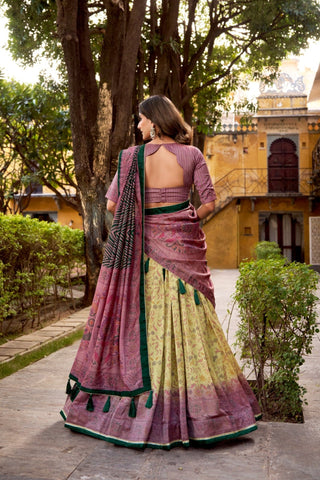 Heritage Inspired Vichitra Silk Printed Luxury Lehenga Set With Elegant Flare