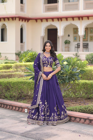 Regal Vichitra Silk Lehenga Choli With Heavy Zari And Sequin Embroidery