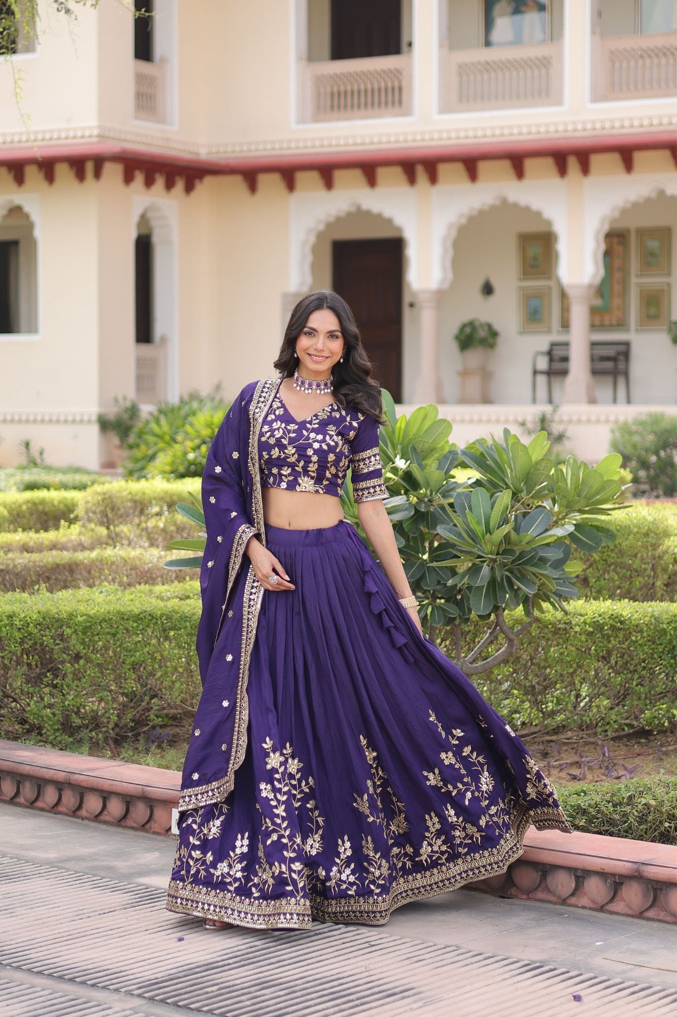 Regal Vichitra Silk Lehenga Choli With Heavy Zari And Sequin Embroidery
