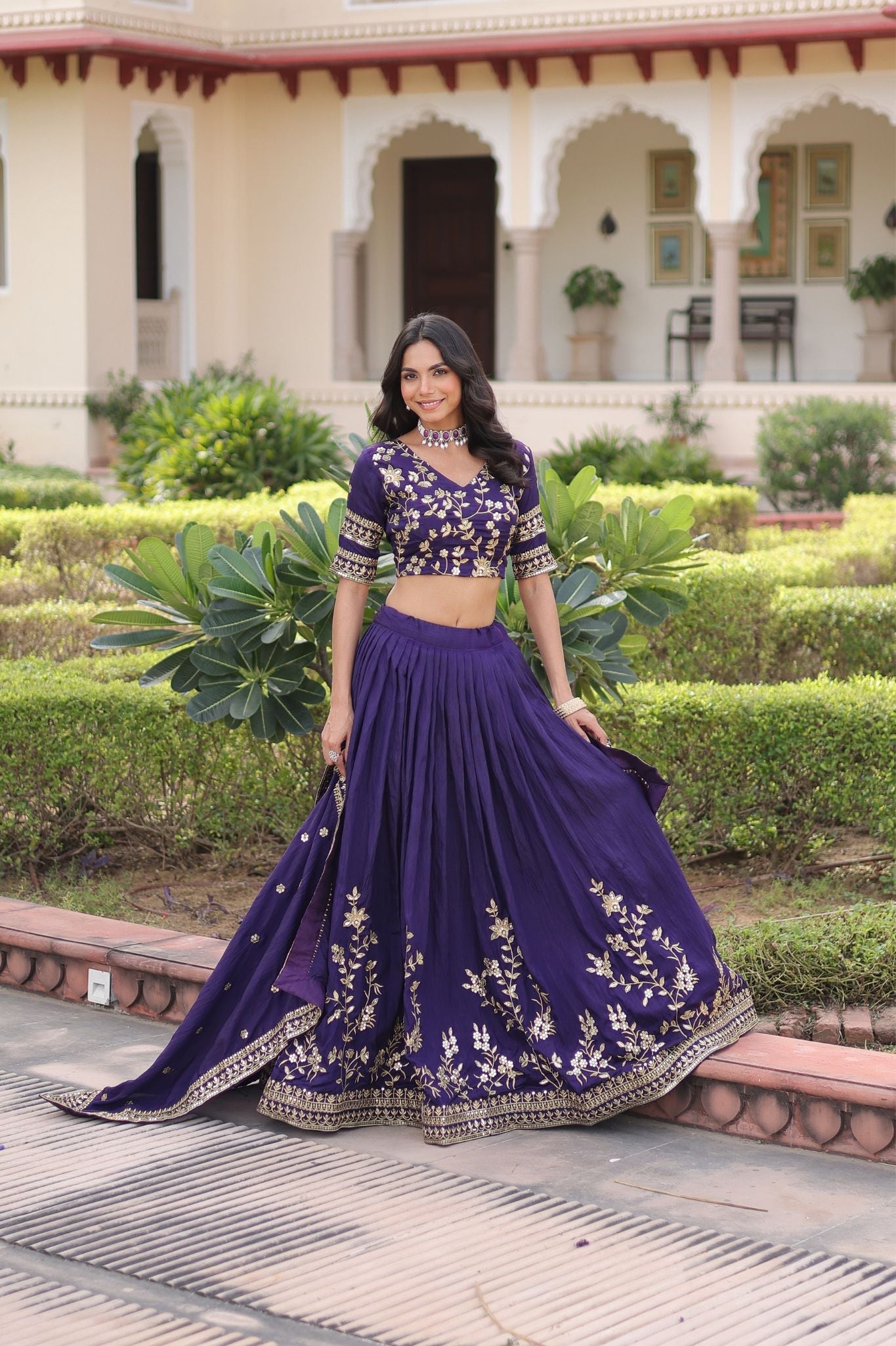 Regal Vichitra Silk Lehenga Choli With Heavy Zari And Sequin Embroidery