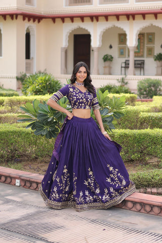 Regal Vichitra Silk Lehenga Choli With Heavy Zari And Sequin Embroidery
