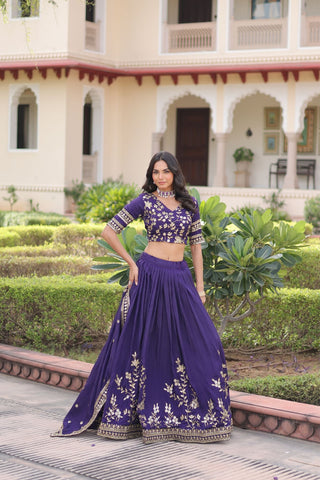 Regal Vichitra Silk Lehenga Choli With Heavy Zari And Sequin Embroidery