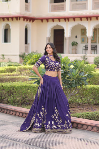 Regal Vichitra Silk Lehenga Choli With Heavy Zari And Sequin Embroidery