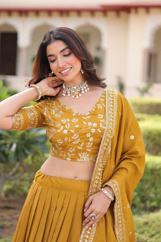 Regal Vichitra Silk Lehenga Choli With Heavy Zari And Sequin Embroidery