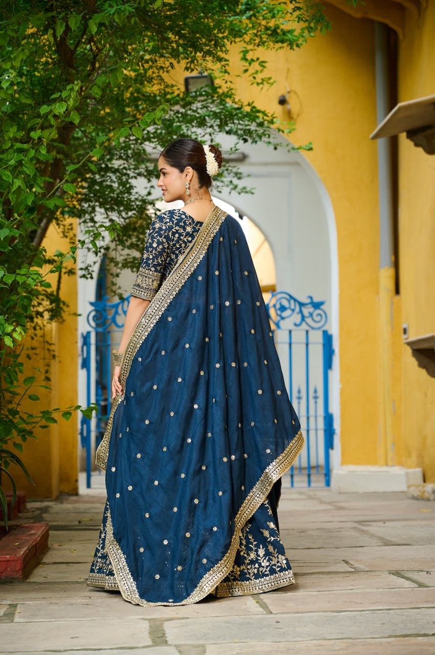 Vichitra Silk With Rich Sequins Embroidered Lehenga Choli With Dupatta