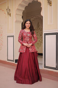 Pure Simmer Vichitra Silk Rich Sequins Kali Pattern Work Women Suit Set
