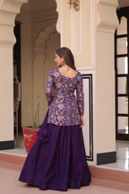 Pure Simmer Vichitra Silk Rich Sequins Kali Pattern Work Women Suit Set
