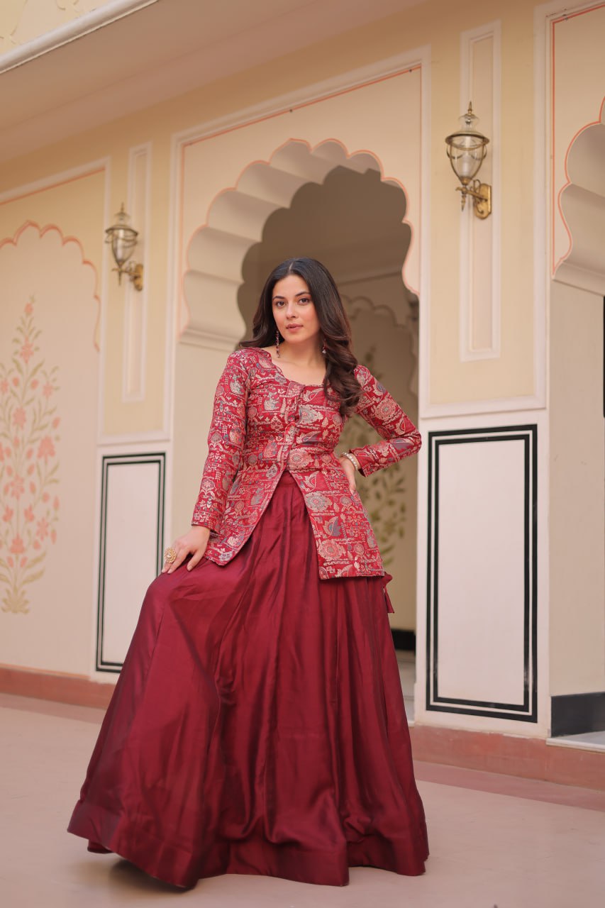 Pure Simmer Vichitra Silk Rich Sequins Kali Pattern Work Women Suit Set
