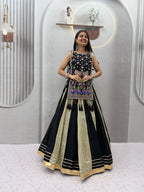 Designer Vichitra Silk Shrug With Lehenga Set | Tulip Designer
