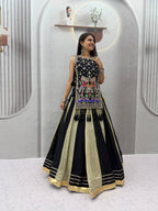 Designer Vichitra Silk Shrug With Lehenga Set | Tulip Designer
