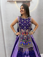 Designer Vichitra Silk Shrug With Lehenga Set | Tulip Designer
