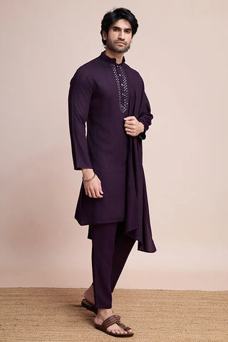 Purple Viscose Designer Kurta with Pant & Dupatta