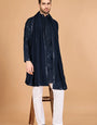 Navy Viscose Fabric Embroidered Traditional Kurta for Mens Wear