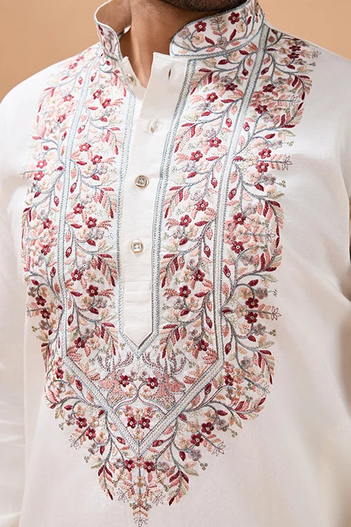 Vibrant Look White Kurta Dupatta Set for Mens Wear