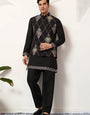 Premium Wedding Black Koti Kurta Pajama for Mens Wear