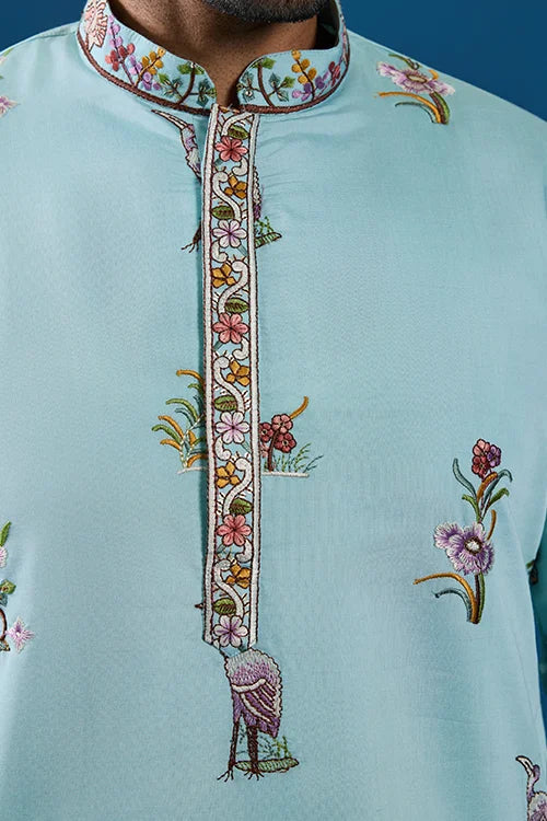 Wedding Celebration Elegant Sky Kurta for Mens Wear